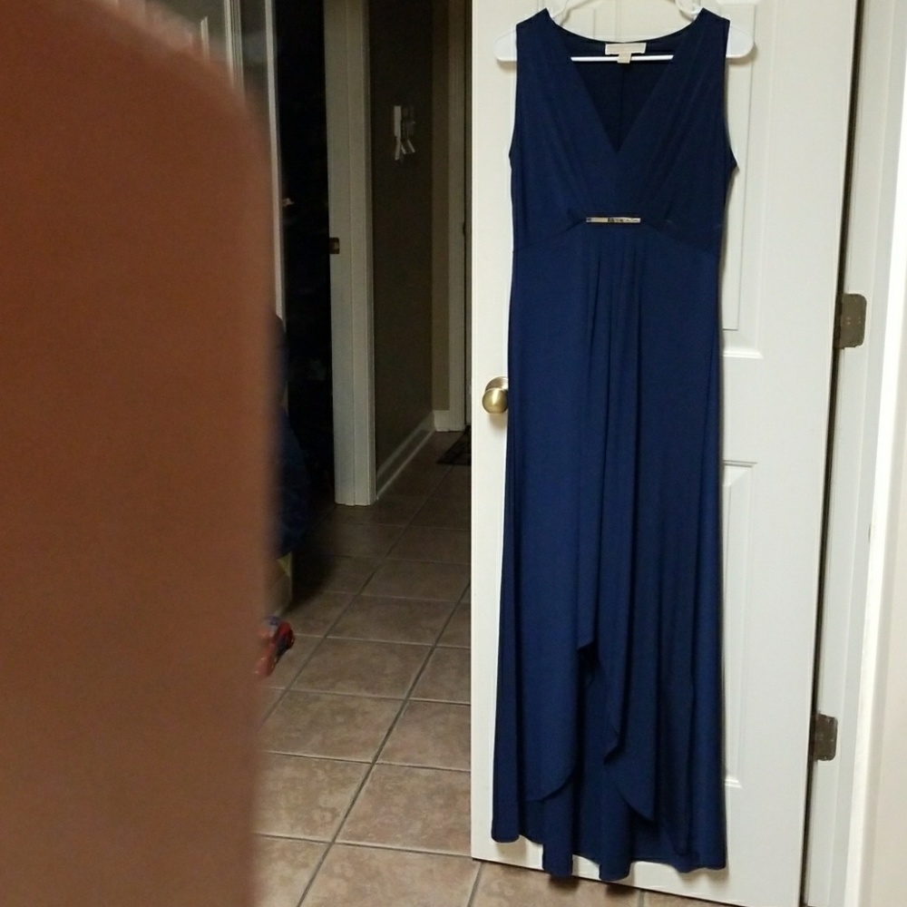 Michael Kors Navy Blue High Low Maxi Dress
